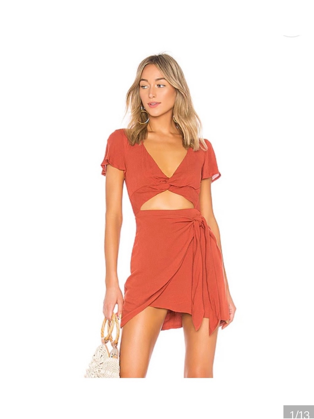 Majorelle Rust Tie-Front Cutout Mini Dress new with tags